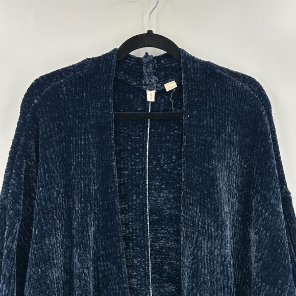 ANTHROPOLOGIE Moth Blue Chenille Oversized Wide Sleeve Cardigan Sweater Large - Picture 6 of 10
